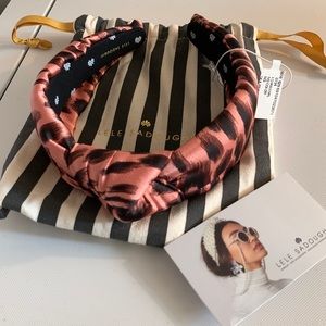 NWT Lele Sadoughi Pink Silk Leopard Knot Headband!